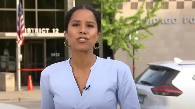 J. Crew Sara Wrap Top usado por Adriana Díaz como se ve en CBS Mornings el 16 de mayo de 2023