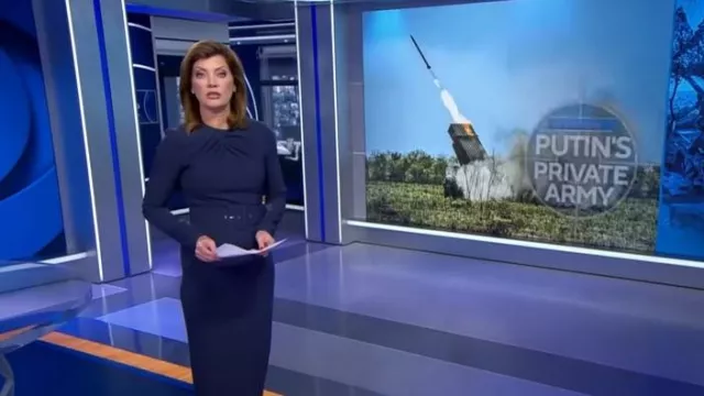 Safiyaa Brunna Midi Dress worn by Norah O'Donnell as seen in CBS Evening News on May 16, 2023