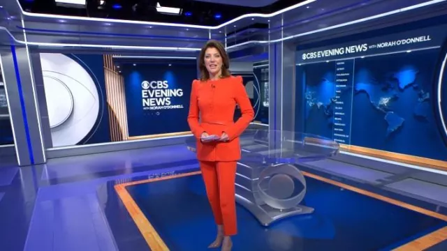 Sportmax Felix Skinny Pants worn by Norah O'Donnell as seen in CBS Evening News on May 18, 2023