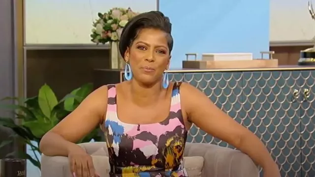 Christopher Kane Mindscape Printed Recycled Duchesse-Satin Midi Dress worn by Tamron Hall as seen in Tamron Hall on May 17, 2023