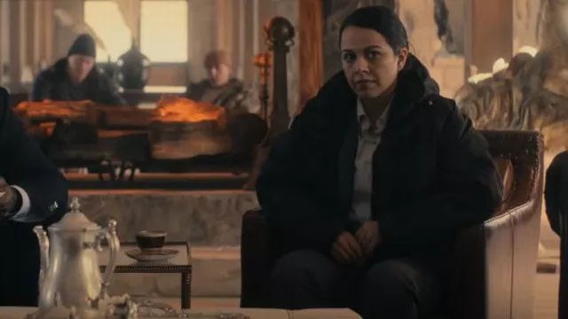 Theory Carissa Blazer worn by Agent Nunez (Viviana Chavez) as seen in Class of '09 (S01E02)