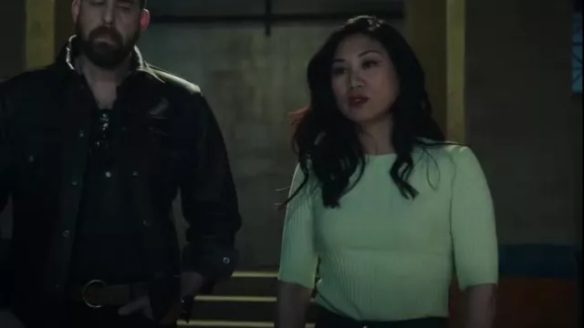 Frame Mixed Rib-Knit Sweater worn by Melody 'Mel' Bayani (Liza Lapira) as seen in The Equalizer (S03E18)