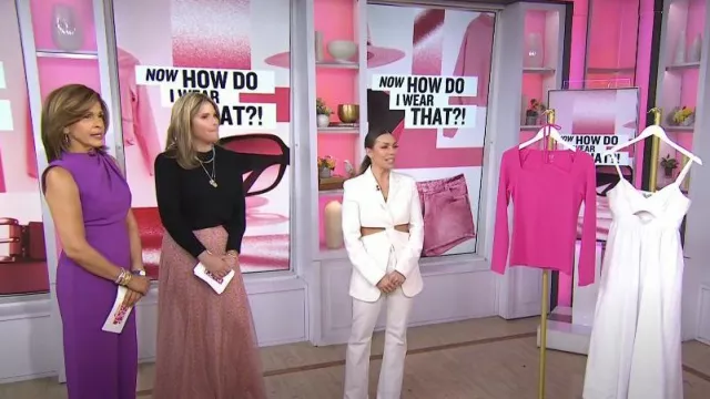 Black Halo Corrine Draped Bodice Wide Leg Jumpsuit worn by Hoda Kotb as seen in Today with Honda and Jenna on May 22, 2023