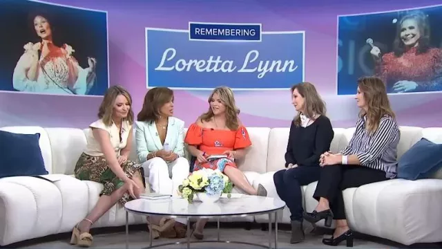 Loeffler Randall Fae Platform Heel Sandals worn by Savannah Guthrie as seen in Today on  May 23, 2023