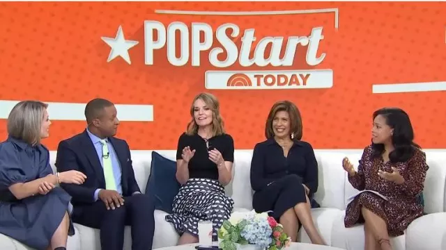 Three Graces Francesca High-Rise Embroidered Cotton Midi Skirt worn by Savannah Guthrie as seen in Today on May 24, 2023