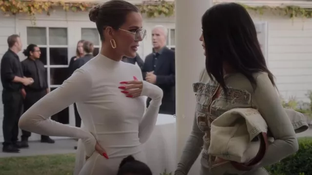 Dion Lee Garter Stretch-Knit Mini Dress And Tights Set worn by Khloé Kardashian as seen in The Kardashians (S03E01)