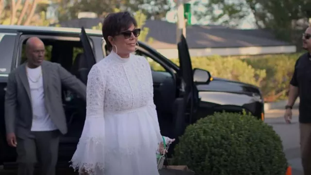 Valentino Garavani Locò Small Beaded Shoulder Bag worn by Kris Jenner as seen in The Kardashians (S03E01)