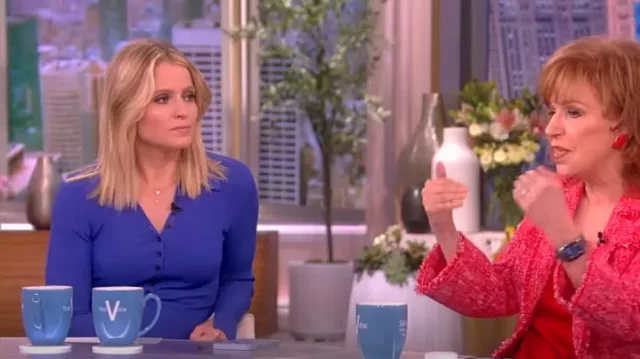 A.L.C. Lance Ribbed Polo Collar Dress worn by Sara Haines as seen in The View on May 23, 2023