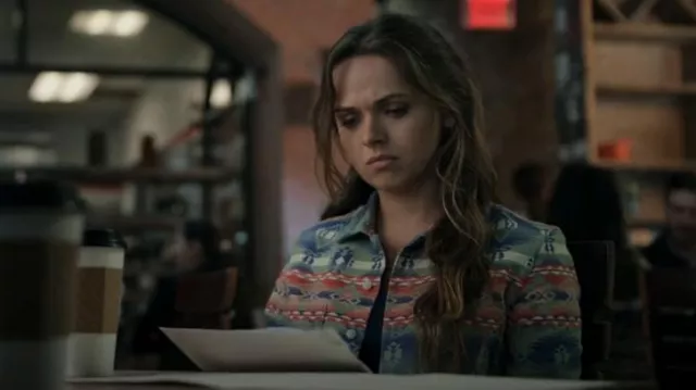 Ralph Lauren Ab­stract Den­im Jack­et worn by Ellen Gallagher (Alyssa Jirrels) as seen in Fatal Attraction (S01E07)