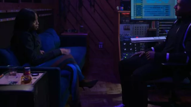 Jimmy Choo X Mugler Spiral Sock Ankle Boot worn by Renee (Bresha Webb) as seen in Run the World (S02E01)