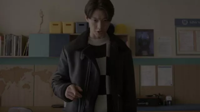 Mango Faux Shearling Lined Biker Jacket worn by Min Ho (Sang Heon Lee) as seen in XO, Kitty (S01E09)