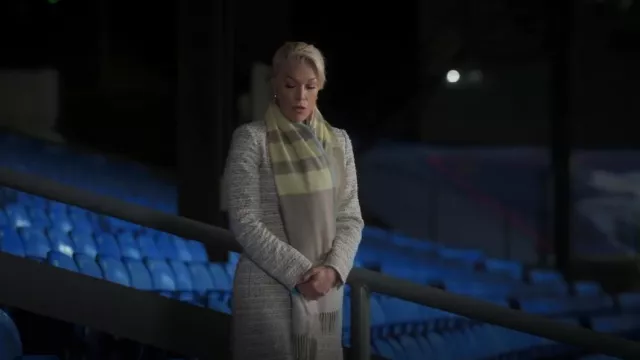 Mulberry Large Check Lambswool Scarf worn by Rebecca Welton (Hannah Waddingham) as seen in Ted Lasso (S03E12)