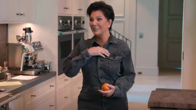 Good American Denim Jumpsuit worn by Kris Jenner as seen in The Kardashians (S03E02)