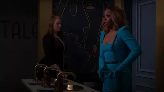Alex Perry Aaron Square-neck Fit­ted Minidress worn by Renee (Bresha Webb) as seen in Run the World (S02E02)