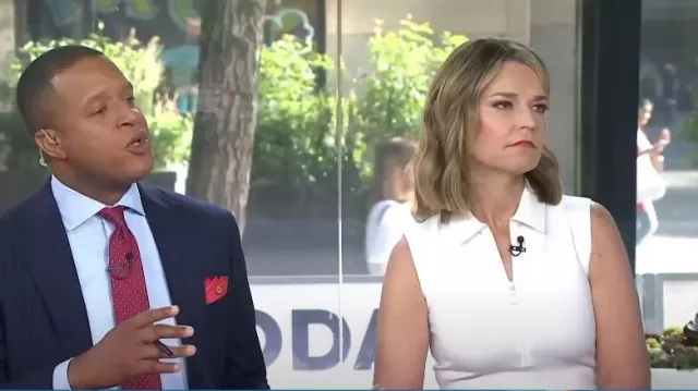 Akris Punto Sleeveless Zip Polo Shirt worn by Savannah Guthrie as seen in Today on  June 1, 2023