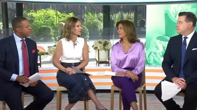 G. Label Maddy Denim Skirt worn by Savannah Guthrie as seen in Today on  June 1, 2023
