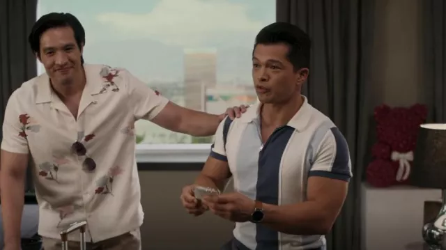 Reiss Airforce Herald Half Zip Textured Stripe Polo T-Shirt worn by Henry (Vincent Rodriguez III) as seen in With Love (S02E04)