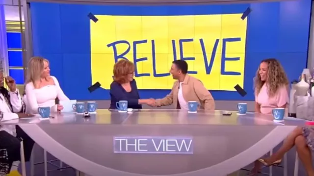 Victoria Beckham Gathered-Waist Slit-Sleeve Flared Dress worn by Sunny Hostin as seen in The View on June 2, 2023