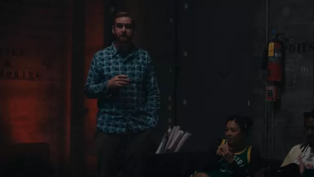 Ralph Lauren Uni­ver­sal Check Shirt worn by Mike (Andrew Santino) as seen in DAVE (S03E05)