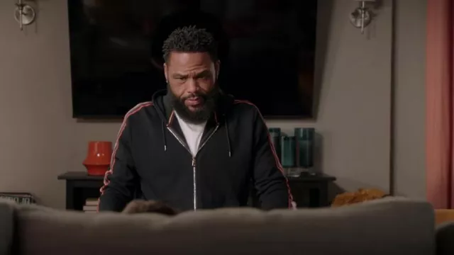 Paul Smith Side-Stripe Zip Hoodie worn by Andre 'Dre' Johnson (Anthony Anderson) as seen in black-ish (S08E05)
