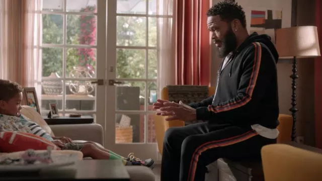 Paul Smith Side-Stripe Track Pants worn by Andre 'Dre' Johnson (Anthony Anderson) as seen in black-ish (S08E05)