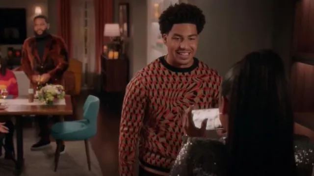 Dries Van Noten Tim Sweater porté par Andre Johnson, Jr. (Marcus Scribner) vu en noir-ish (S08E01)
