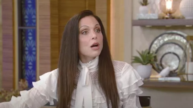 Zimmermann Tie Neck Lace Blouse worn by Bethenny Frankel as seen in LIVE with Kelly and Mark on May 29, 2023