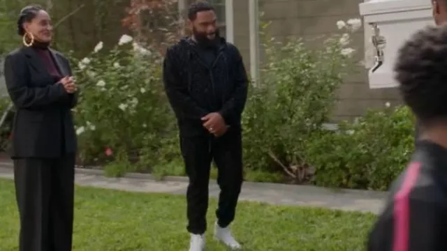 Dolce and Gabbana Leop­ard-Print Track Trousers worn by Andre 'Dre' Johnson (Anthony Anderson) as seen in black-ish (S08E13)