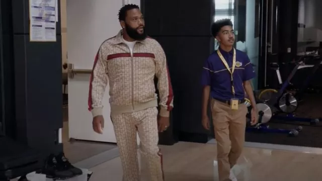 Lanvin Monogram Print Track Pants worn by Andre 'Dre' Johnson (Anthony Anderson) as seen in black-ish (S08E04)