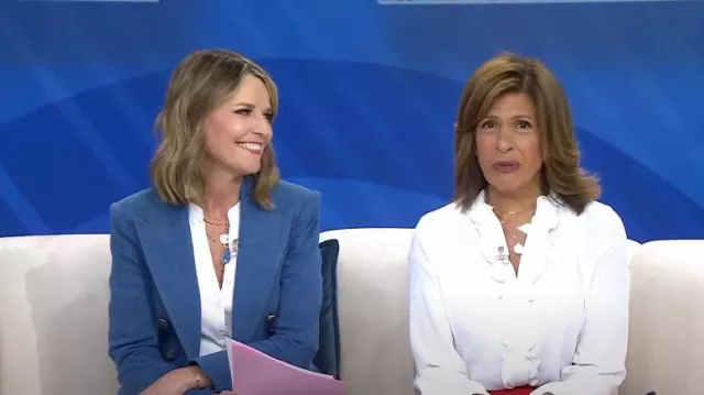 Veronica Beard Coralee Top worn by Savannah Guthrie as seen in Today on  June 2, 2023