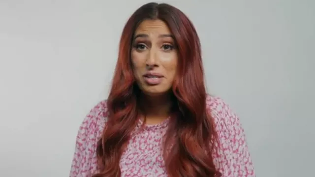 Glassworks London Pink Tiny Flower Smocked Bodice Midi Dress worn by Stacey Solomon as seen in Sort Your Life Out With Stacey Solomon (S02E02)