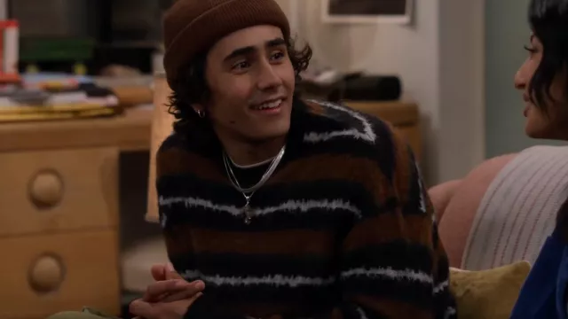 All Saints Os­kar Striped Over­sized Fit Sweater worn by (Michael Cimino) as seen in How I Met Your Father (S02E14)