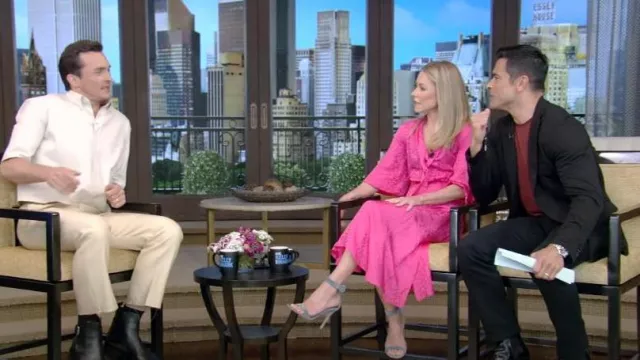 Cefinn Daria Pussybow Jaquard Midi Dress worn by Kelly Ripa as