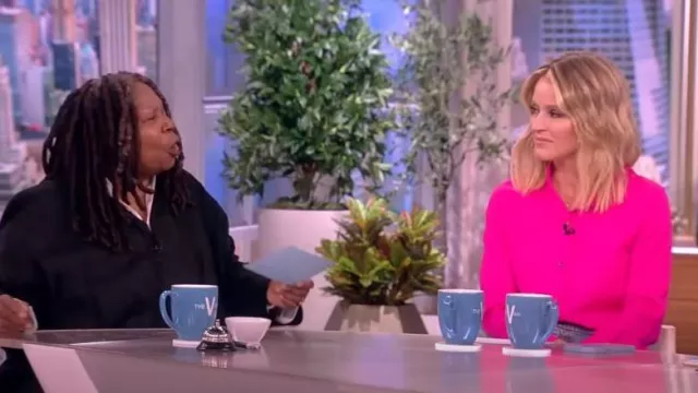 Agnona High-Low Button-Front Blouse worn by Sara Haines as seen in The View on  June 8, 2023