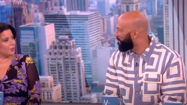 Bode Blue and Off-White House Steps Reversible Jacket worn by Common as seen in The View on  June 9, 2023