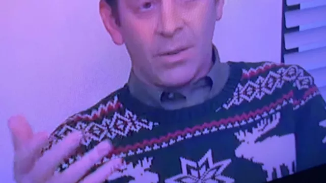 The green Christmas sweater worn by Toby Flanderson (Paul Lieberstein) in the series The Office (Season 5 Episode 11)