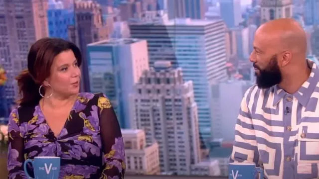 Topshop Floral Print Ruched Long Sleeve Mesh Maxi Dress worn by Ana Navarro as seen in The View on  June 9, 2023