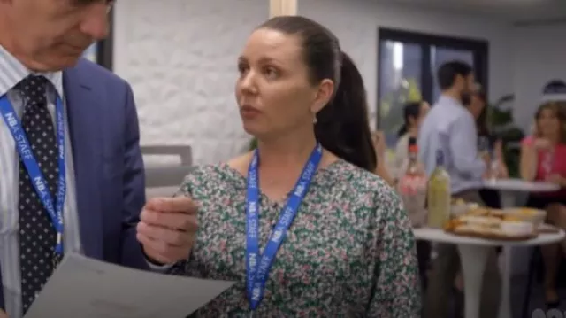 Uniqlo Printed V Neck Long Sleeve Blouse worn by Katie (Emma-Louise Wilson) as seen in Utopia (S05E01)