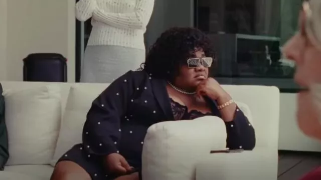 Saint Genies Plus Pearl Em­bell­ished Blaz­er in Black worn by Destiny (Da'Vine Joy Randolph) as seen in The Idol (S01E02)