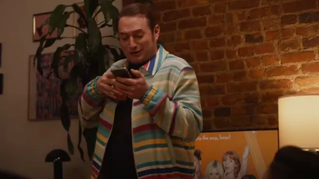 Zara Multicolored Geometric Jacquard Jacket worn by Curtis Paltrow (Brandon Scott Jones) as seen in The Other Two (S03E07)