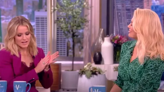 Scanlan Theodore Silk Botanical Dress Verde worn by Hannah Waddingham as seen in The View on  June 15, 2023