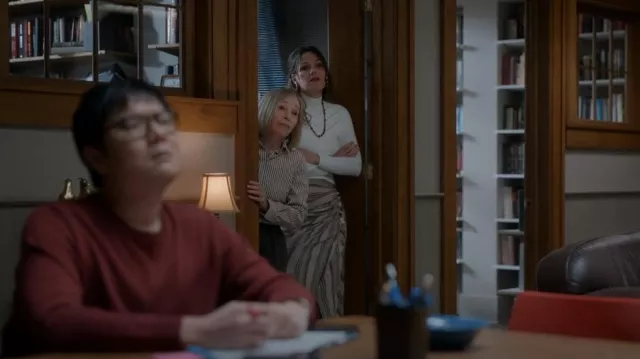 Cub Monaco Paneled Stitch Mock Neck Sweater worn by Gracie DuBois (Suzanne Cryer) as seen in Lucky Hank (S01E08)
