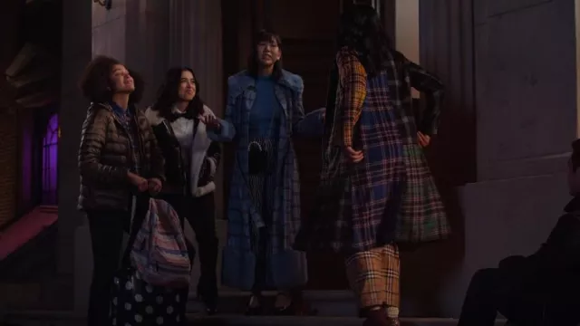 Dolls Kill Love Goes On Plaid Coat worn by Eleanor Wong (Ramona Young) as seen in Never Have I Ever (S04E05)