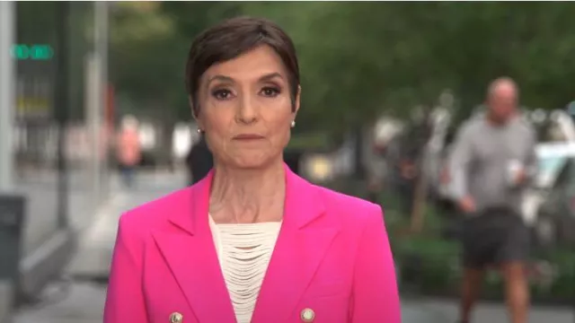 Generation Love Delilah Blazer in Magenta worn by Catherine Herridge as seen in CBS Mornings on  June 16, 2023