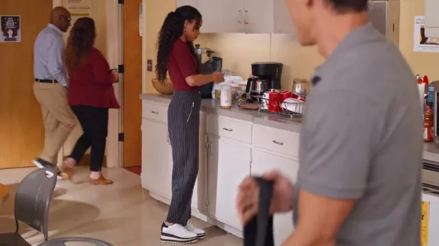 Stella McCartney Elyse Striped Platform Sole Sneakers worn by Ms. Thompson (Genneya Walton) as seen in Never Have I Ever (S04E07)