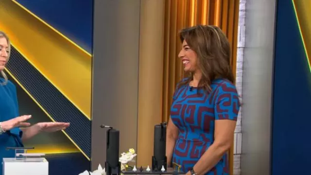 D'iyanu Sabella Dress In Fig Blue Geometric worn by Michelle Miller as seen in CBS Mornings on June 18, 2023