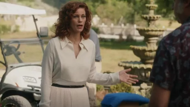 Theory Yoke Popover Shirt in Silk worn by Amber Gemstone (Cassidy Freeman) as seen in The Righteous Gemstones (S02E08)