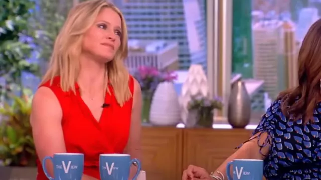 Michael Kors Draped Charmeuse Midi Dress worn by Sara Haines as seen in The View on June 19, 2023