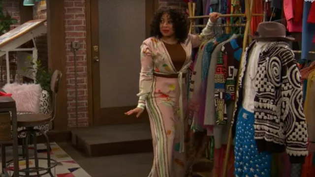Casablanca Food-Print Wrap Blouse worn by Raven Baxter (Raven-Symoné) as seen in Raven's Home (S06E07)