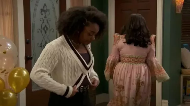 Three Sixty Cassie Cropped Sweater worn by Zeena (Laya DeLeon Hayes) as seen in Raven's Home (S06E07)